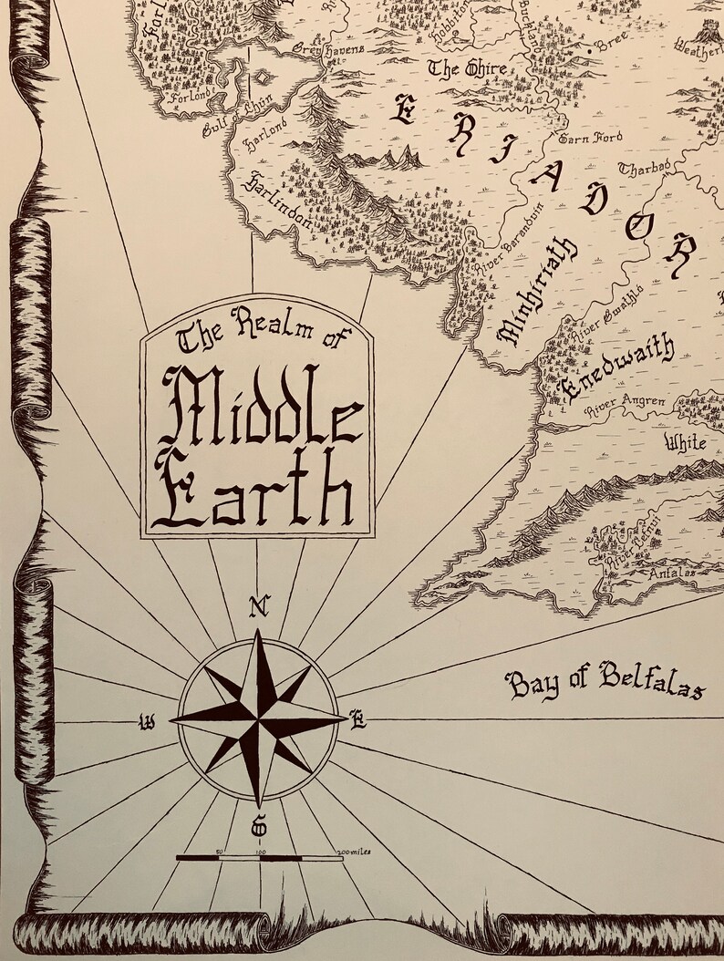 Hand Drawn Map Of Middle Earth Lord Of The Rings Etsy Hand Drawn Map Of Middle Earth Lord Of The Rings Etsy
