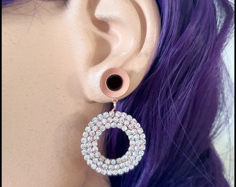 Pair Gunmetal Grey Elegant Filigree Dangle Stainless Steel Ear Tunnels Plugs Stretchers 6mm-25mm