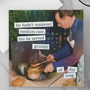 Funny Grumpy Father'S Day Card, Bbq, Grilling, 5x5 Inch Folded