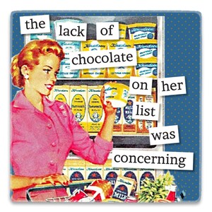 Funny Chocolate Lover | Funny Saying | Retro Sassy 50&#39;S Fridge Kitchen Decor |  Acrylic Square Magnet 2.5&quot; X 2.5&quot;