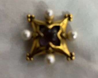 Vintage MMA Pearl Amethyst Quatrefoil