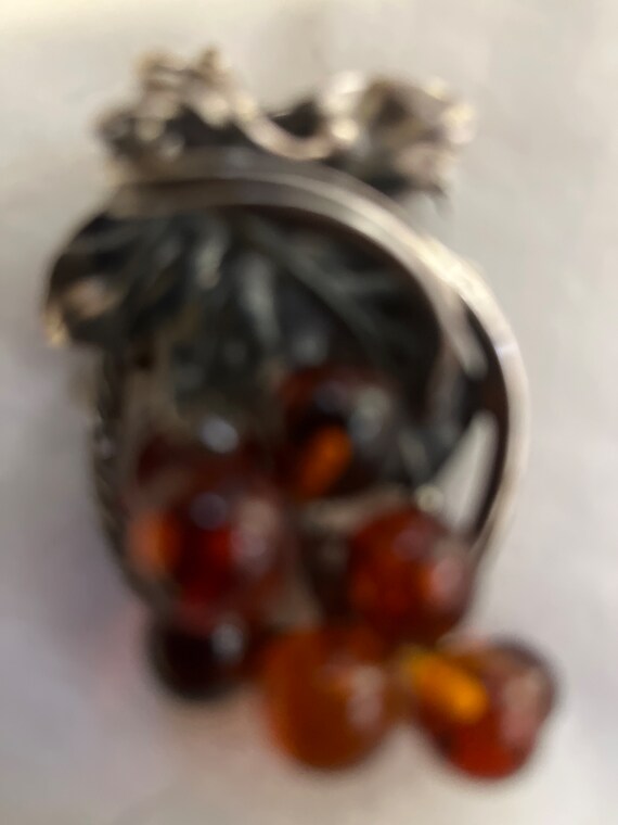 Vintage Amber Brooch and pierced earrings - image 2