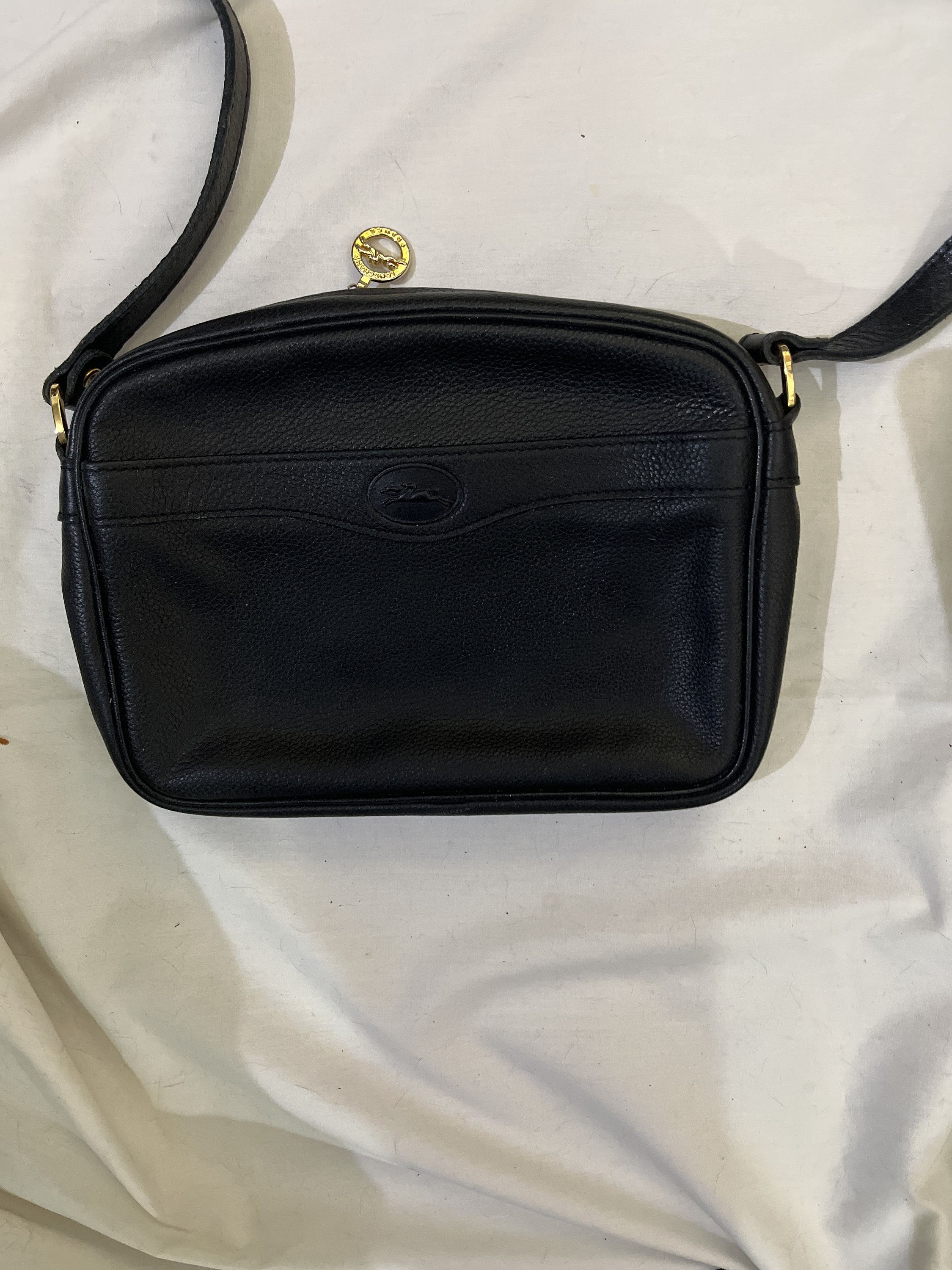 Vintage Longchamp Black Leather Crossbody