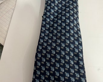 Corbata con estampado azul marino auténtico de Gucci vintage