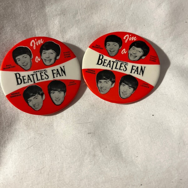 2 Vintage Beatle Buttons