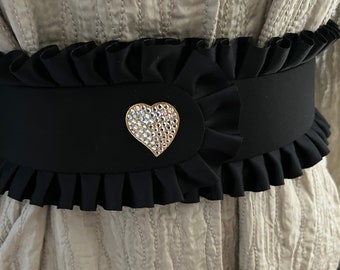 1980s SEPCOEUR French Belt, Linked Black Leather & Gold