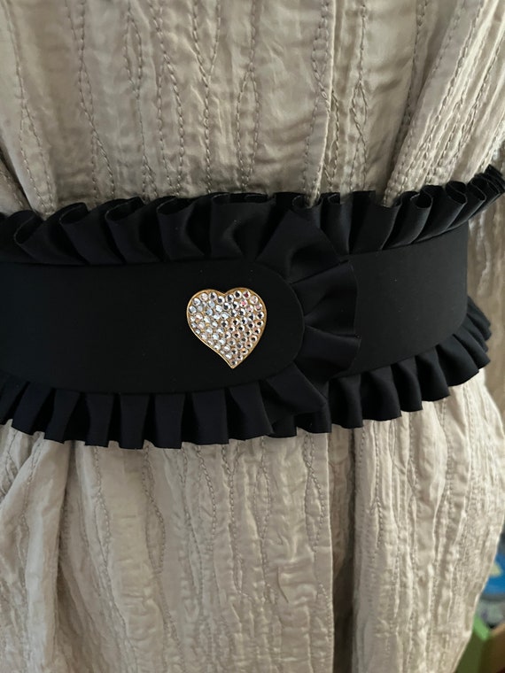 Vintage Sepcoeur Black Satin Belt - image 1