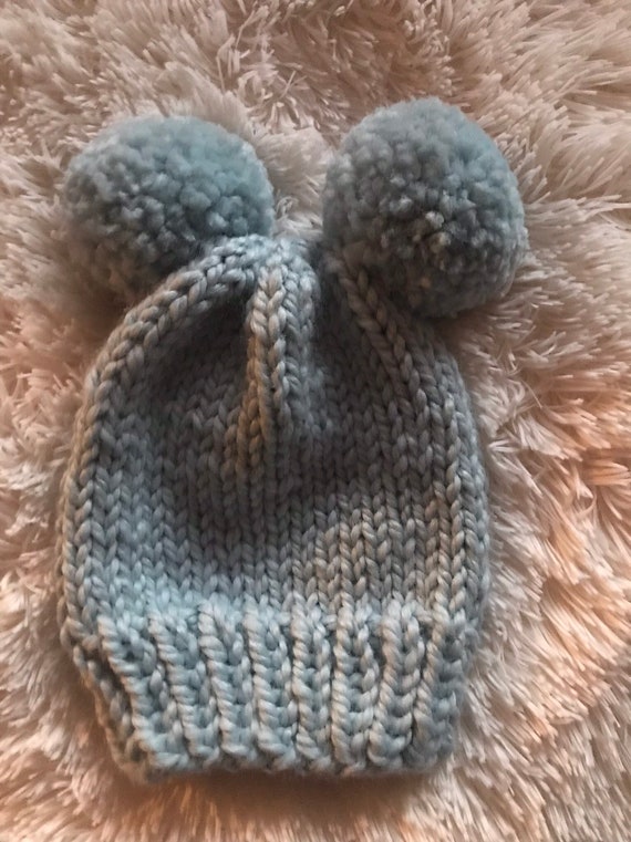light blue knit hat