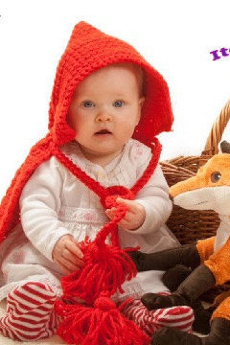 Crocheted Little Red Riding Hood Cape Halloween Costume Or Match With Christmas Dress for Family Photos Birthday Or Baby Shower Gift