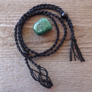 Macrame cage Crystal Holder necklace, Crystal Pouch necklace, DIY stone holder macrame pendant, empty macrame crystal stone pouch gift