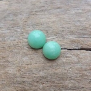 Pair Chrysoprase small round cabochons 5x3mm matched pairs for earrings