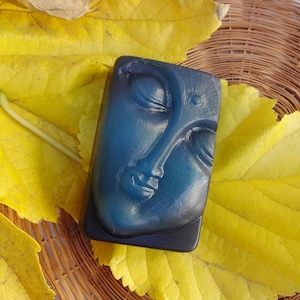 Shungite detox black soap /Buddha Namaste homemade glycerin soap bar / gift for Yoga teacher bath and beauty
