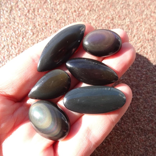 Rainbow Obsidian cabochon, Natural Obsidian Cabochon, gemstone Cabochon, Black Rainbow Obsidian cabochon for jewelry making