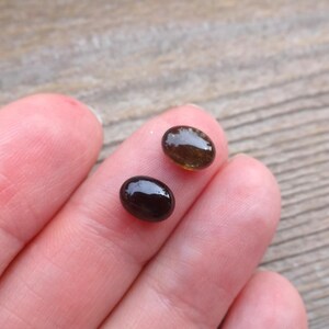 Pair Green Tourmaline cabochons 7x5mm for earrings match pairs image 6