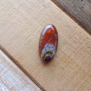Red green Dragon Veins Agate cabochon 30x15mm