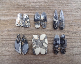 Par Maligano Jaspis cabochoner, matchande ädelstenspar, Maligano Jaspispar, Naturliga matchande ädelstenspar