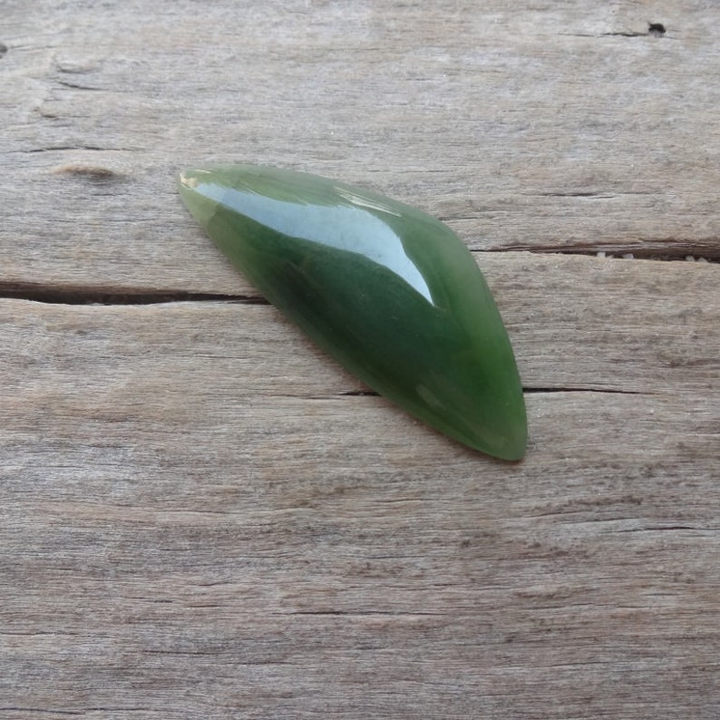 Green Jade Nephrite long triangle cabochon 45x18mm