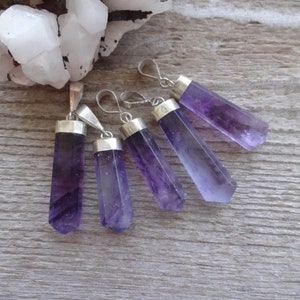 Purple Fluorite gemstone pendant, natural stone pendant, spiritual gift idea for her him, brother, sister, Fluorite jewelry for every day