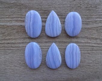Blue Lace Agate cabochon, Natural Blue stone Cabochon, Blue Lace Agate Gemstone, oval Shape Blue Lace Agate