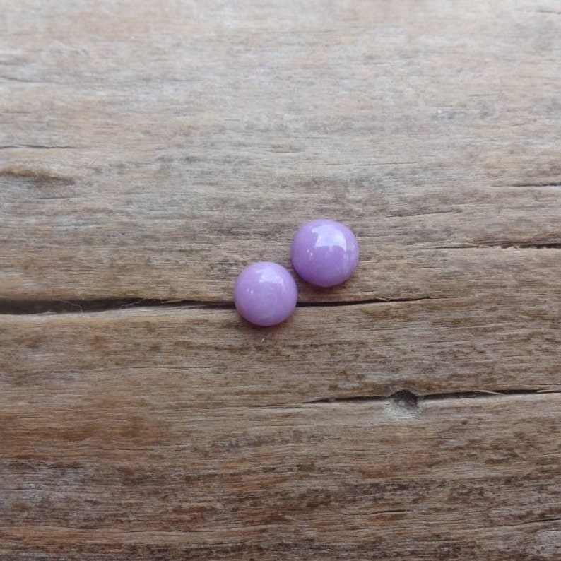 lilac gemstone natural stone cabochon jewelry supplies Pair Phosphosiderite round cabochon 5x3mm