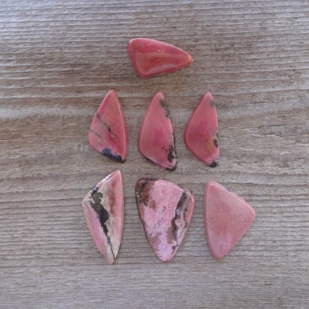 Rhodonite Triangle Cabochon, Natural Pink Rhodonite, Pink Gemstones ...