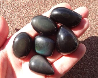 Black Obsidian cabochon, Natural Rainbow Obsidian Cabochon, gemstone Cabochon