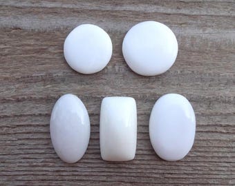 Cacholong White Opal Cabochon, Milk Cabochon Russian Siberian Gemstone Mix,  Rare Gemstone Mixed Shape for Jewelry Making
