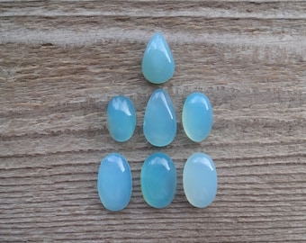 Blauer Chalcedon Cabochon, Natürlicher Chalcedon Glatter Cabochon Edelstein