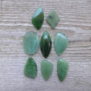 Green Jade Nephrite design cabochon, natural gemstone cabochon