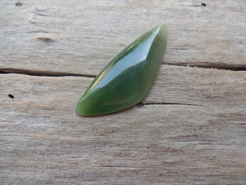 Green Jade Nephrite long triangle cabochon 45x18mm