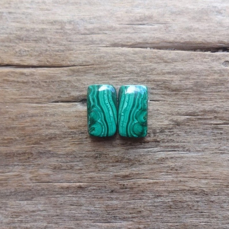 Pair Malachite cabochons 14x7mm for earrings match pairs