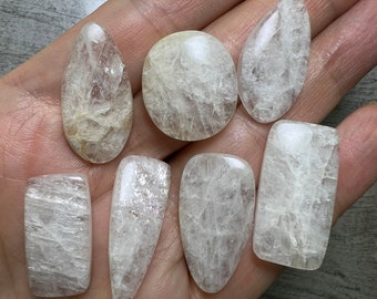 White Rainbow Natrolite cabochon, rare stones and minerals, gemstone cabochons