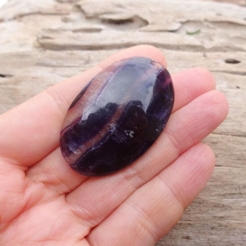 Large Purple Fluorite oval cabochon 49x32mm
