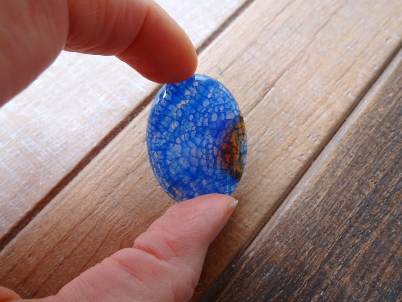 Blue Dragon Veins Agate oval cabochon 40x30mm
