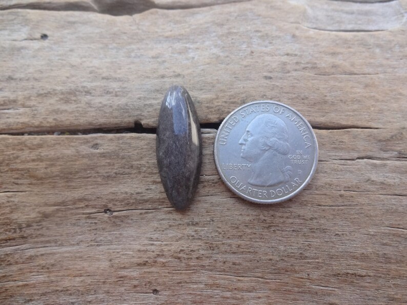 Silver Obsidian cabochon 30x11mm