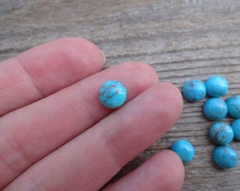 Natural Turquoise cabochon 8x5mm, round Turquoise small cabochon for ring earrings, ring size cabochon
