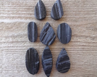 Raw Black Tourmaline cabochon, Black stone Cabochon, Natural Gemstone for jewelry making, Black Tourmaline cabochon