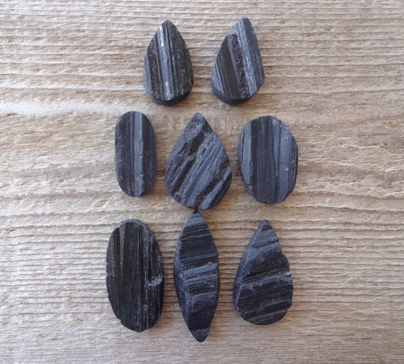Raw Black Tourmaline cabochon, Black stone Cabochon, Natural Gemstone for jewelry making, Black Tourmaline cabochon