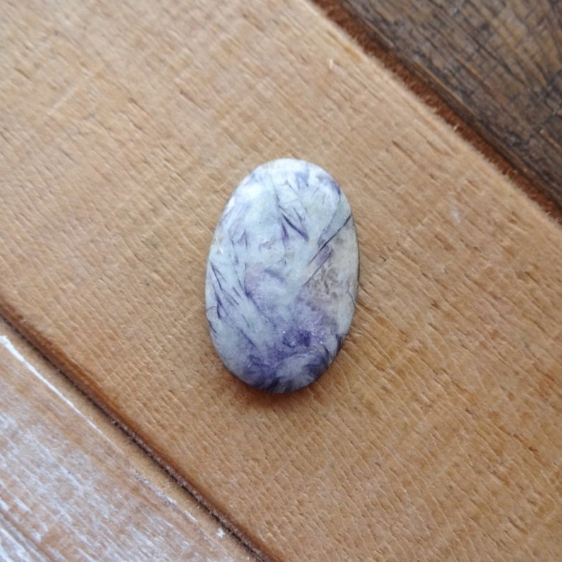 Lepidolite with Tourmaline cabochon 29x18mm