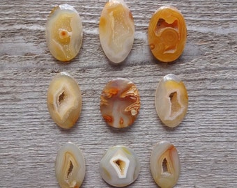 Indonesische Druzy Karneol Cabochon, Orange Oval Form Karneol Edelstein Cabochon für Schmuckherstellung, Ohrringe und Ring Größe Edelstein