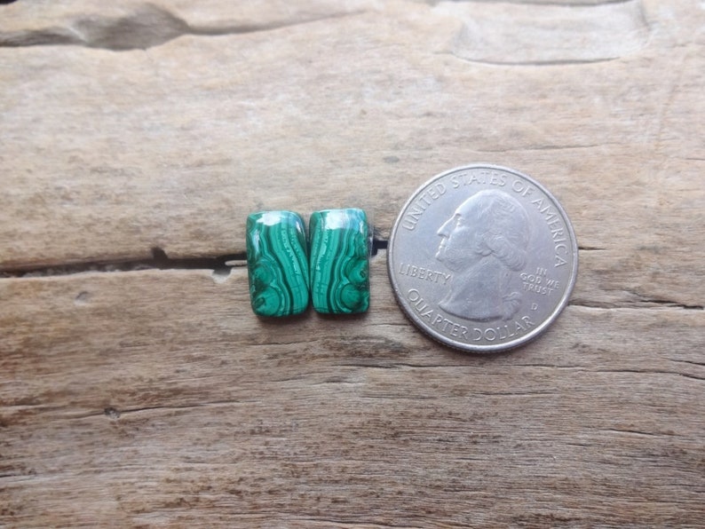 Pair Malachite cabochons 14x7mm for earrings match pairs
