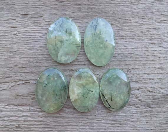 Green Prehnite oval cabochon, natural translucent cabochon for jewelry making, pendant size, large big gemstone cabochon