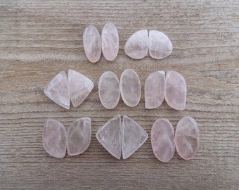 Par de cabochões de quartzo rosa, pares combinados de cabochões de pedras preciosas para fazer joias