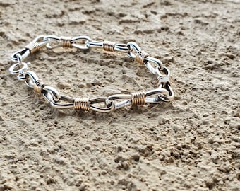 Argentium Silver Chain Bracelet // Navajo Jewelry // Silver Bracelet // 14k gold filled