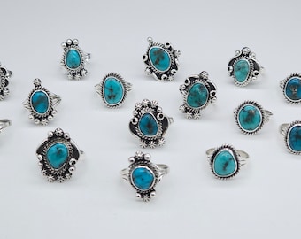 Turquoise Rings // White Water Turquoise // Navajo Ring // Navajo jewelry // Thomas Charley // Sterling Silver Rings