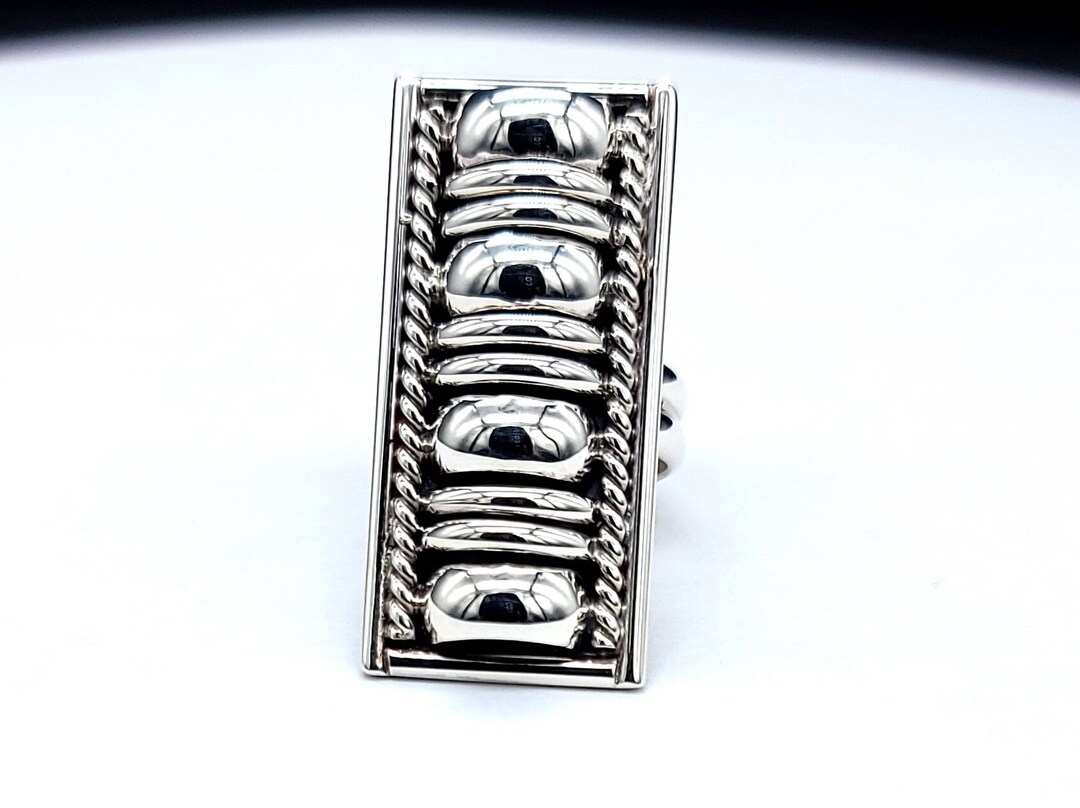 Long Silver Ring // Long Bar Ring // Navajo Ring // Thomas Charley // Sterling Silver Ring