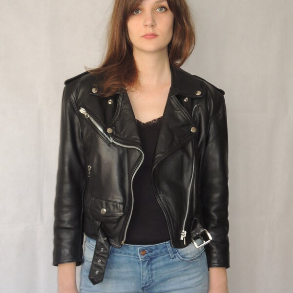 Vintage Leather Jacket/ Ladies Leather Jacket/ Women Leather Jacket