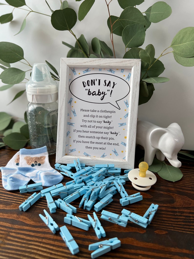 Dont Say Baby Game for Boys Baby Shower Clothespin Game Includes One