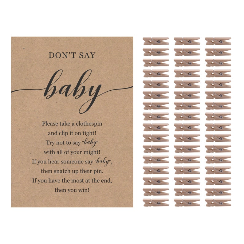 Baby Shower Clothespin Game Don't Say Baby Game for Etsy