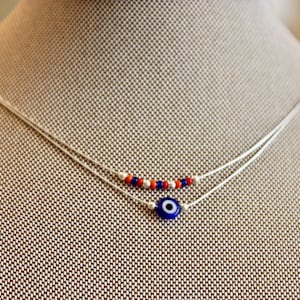 Sterling Silver Tiny Choker with Armenian Bead or Evil Eye Bead
